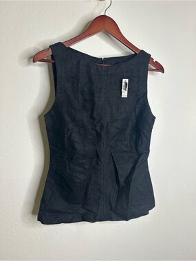NWT Madewell 100% Linen Cinched Boatneck Sleeveless Top in Black